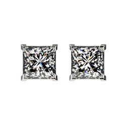 2 ctw Certified VS/SI Quality Princess Diamond Stud Earrings 10K White Gold