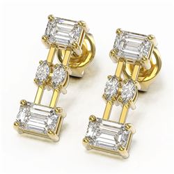 2.2 ctw Emerald and Marquise Cut Diamond Earrings 18K Yellow Gold