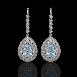 7.56 ctw Aquamarine & Diamond Victorian Earrings 14K White Gold