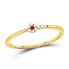 Image 1 : 10kt Yellow Gold Round Ruby Diamond Stackable Band Ring 1/20 Cttw