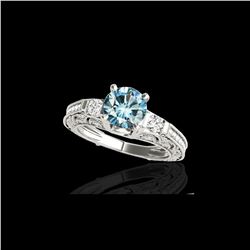 1.63 ctw SI Certified Blue Diamond Solitaire Antique Ring 10K White Gold