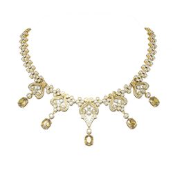 37.21 ctw Canary Citrine & Diamond Necklace 18K Yellow Gold