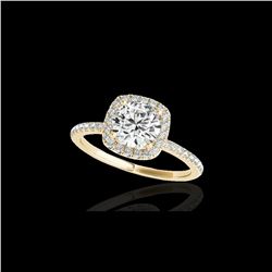 1.25 ctw Certified Diamond Solitaire Halo Ring 10K Yellow Gold