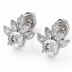 1.75 ctw Cushion Cut Diamond Designer Earrings 18K White Gold