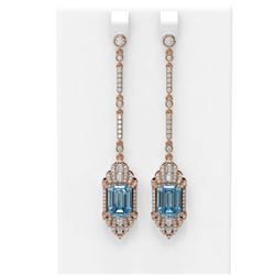 10.81 ctw Aquamarine & Diamond Earrings 18K Rose Gold