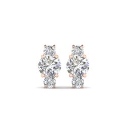 2.9 ctw Certified VS/SI Diamond 3 Stone Stud Earrings 18K Rose Gold