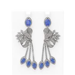 18.95 ctw Tanzanite & Diamond Earrings 18K White Gold