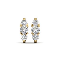 2 ctw Certified VS/SI Diamond 3 Stone Stud Earrings 18K Yellow Gold