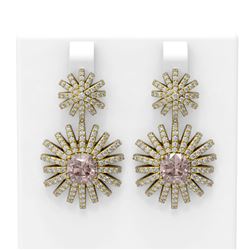 6 ctw Morganite & Diamond Earrings 18K Yellow Gold