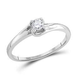 10kt White Gold Round Diamond Solitaire Promise Bridal Ring 1/8 Cttw