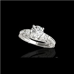 1.38 ctw Certified Diamond Solitaire Antique Ring 10K White Gold