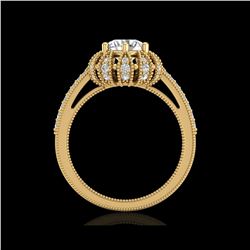 1.65 ctw VS/SI Diamond Art Deco Micro Pave Ring 18K Yellow Gold