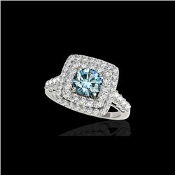 2.3 ctw SI Certified Fancy Blue Diamond Solitaire Halo Ring 10K White Gold