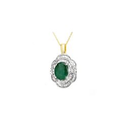 4.60 ctw Emerald & Diamond Pendant 14K Yellow Gold