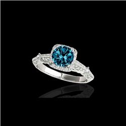 1.36 ctw SI Certified Fancy Blue Diamond Halo Ring 10K White Gold