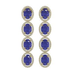 15.68 ctw Sapphire & Diamond Micro Pave Halo Earrings 10K Yellow Gold
