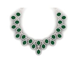 81 ctw Emerald & VS Diamond Necklace 18K Rose Gold