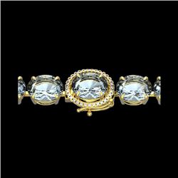 60 ctw Aquamarine & Micro VS/SI Diamond Bracelet 14K Yellow Gold