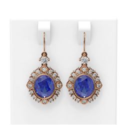 9.6 ctw Tanzanite & Diamond Earrings 18K Rose Gold