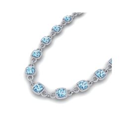 66 ctw Topaz & VS/SI Diamond Certified Necklace 14K White Gold