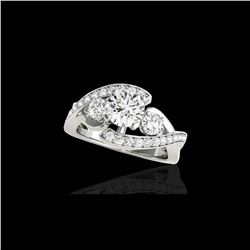 2.26 ctw Certified Diamond Bypass Solitaire Ring 10K White Gold