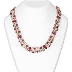 63.55 ctw Ruby & Diamond Necklace 18K Rose Gold