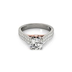 1.36 ctw Certified VS/SI Diamond Pave Ring 18K White & Rose Gold