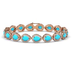 13.19 ctw Turquoise & Diamond Micro Pave Halo Bracelet 10K Rose Gold