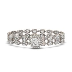 13.82 ctw Cushion Cut & Oval Diamond Bracelet 18K White Gold