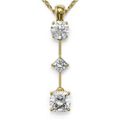 0.9 ctw Cushion Cut Diamond Designer Necklace 18K Yellow Gold