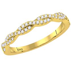 14kt Yellow Gold Round Diamond Twist Stackable Band Ring 1/4 Cttw