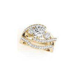 2.04 ctw Certified VS/SI Diamond Bypass 2pc Wedding Set 14K Yellow Gold