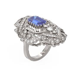 6.13 ctw Tanzanite & Diamond Ring 18K White Gold