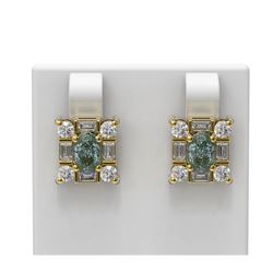 3.29 ctw Aquamarine & Diamond Earrings 18K Yellow Gold