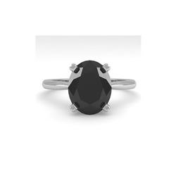 5.0 ctw Oval Black Diamond Engagement Designer Ring 18K White Gold