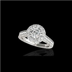 1.7 ctw Certified Diamond Solitaire Halo Ring 10K White Gold