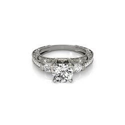 1.15 ctw Certified VS/SI Diamond Antique Ring 18K White Gold