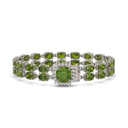 29.08 ctw Tourmaline & Diamond Bracelet 14K White Gold