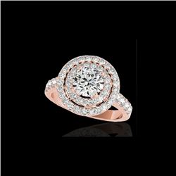 2.25 ctw Certified Diamond Solitaire Halo Ring 10K Rose Gold