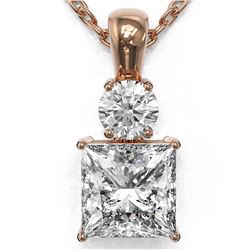 1.25 ctw Princess Cut Diamond Necklace 18K Rose Gold