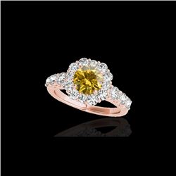 2.9 ctw Certified SI/I Fancy Intense Yellow Diamond Ring 10K Rose Gold