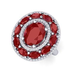 8.05 ctw Designer Ruby & VS Diamond Ring 18K White Gold