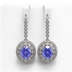 13.82 ctw Tanzanite & Diamond Victorian Earrings 14K White Gold