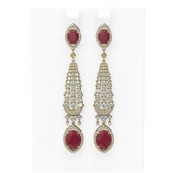 11.32 ctw Ruby & Diamond Earrings 18K Yellow Gold