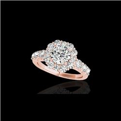 2.9 ctw Certified Diamond Solitaire Halo Ring 10K Rose Gold