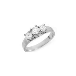 0.85 ctw Certified VS/SI Diamond 3 Stone Ring 14K White Gold