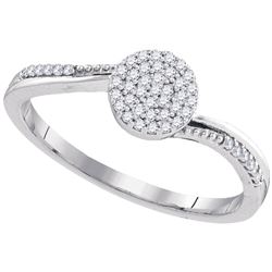 10kt White Gold Round Diamond Concentric Circle Cluster Ring 1/6 Cttw