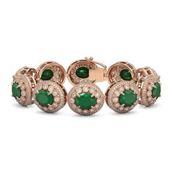 49.17 ctw Emerald & Diamond Victorian Bracelet 14K Rose Gold