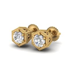 1.15 ctw VS/SI Diamond Solitaire Art Deco Stud Earrings 18K Yellow Gold