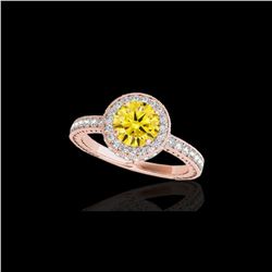 1.51 ctw Certified SI/I Fancy Intense Yellow Diamond Ring 10K Rose Gold